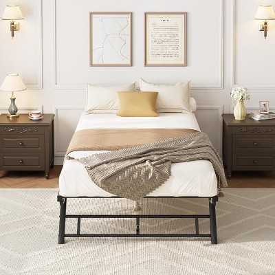 Pop Up Trundle Bed Frame,Trundle Day Bed with Lockable Casters,Foldable Metal Platform