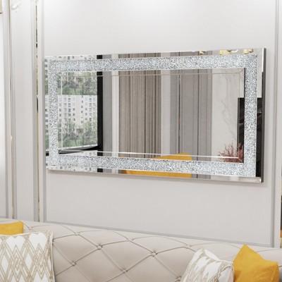 47.2x23.6in Artloge Rectangle Wall Mirror Luxury Crystal Crush Diamond Mirror