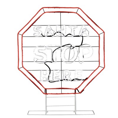 44" LED 'Santa Stop Here' Neon Style Christmas Novelty Light - National Tree Company