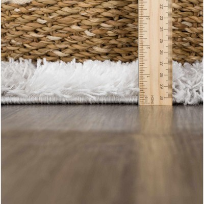 Light Gray and Cream Checkered Shag Synthetic Area Rug 7'10" x 10'3"