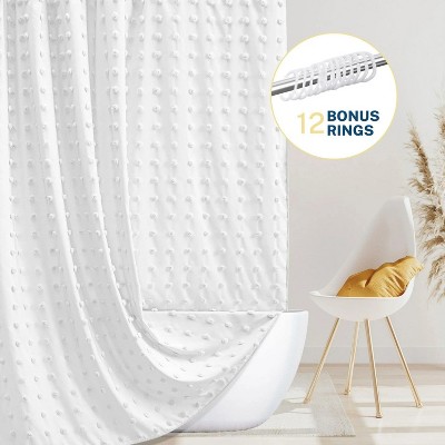 LunaLulinlk White Boho Shower Curtains, Heavy-Duty Mold/Mildew-Resistant