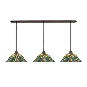 Toltec Lighting Any 3 - Light Chandelier in  Bronze with 19" Kaleidoscope Art Glass Shade - 1 of 1