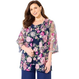 Catherines Women's Plus Size Tank And Duster 2-Piece Set - 1 of 4