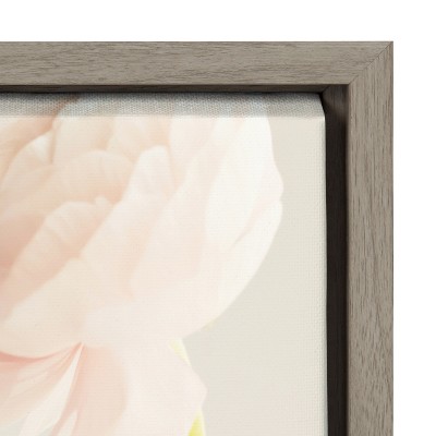 Gray Framed Canvas Print with Pink Ranunculus, 18x24