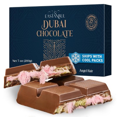 Eastanbul Angel Hair Dubai Chocolate Bar with Pistachio Cream and Cotton Candy, 7oz