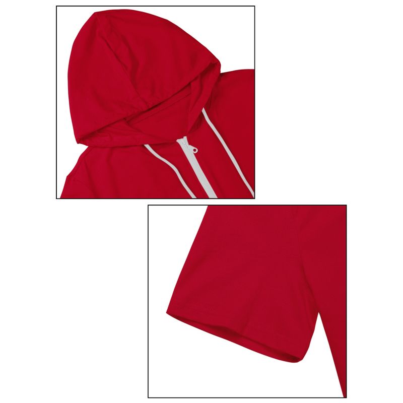 Lars Amadeus Men's Solid Color Zip Up Short Sleeve Hoodies Sweatshirt, 5 of 7