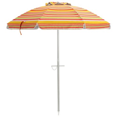 Tangkula 6.5Ft Beach Umbrella w/ Tilt Mechanism Sand Anchor Carrying Bag