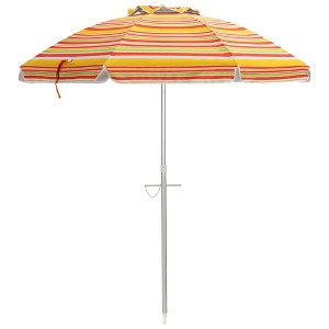 Tangkula 6.5Ft Beach Umbrella w/ Tilt Mechanism Sand Anchor Carrying Bag - 1 of 4