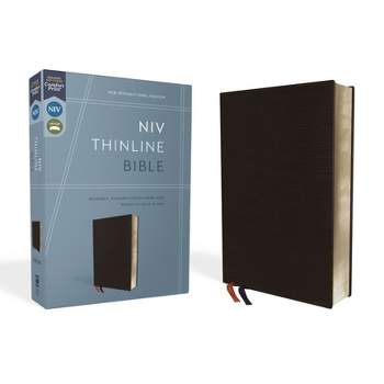 NIV, Thinline Bible, Bonded Leather, Black, Red Letter Edition - by  Zondervan (Leather Bound)