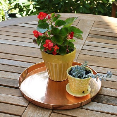 15" Round Copper-Plated Stainless Steel Decorative Tray