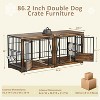 ELJGET 86.2" Double Dog Crate Furniture for 2 Dogs,  Wooden Dog Kennel with Adjustable Bowls, Dog Crate Wooden TV Stand End Table for Large, Brown - 3 of 4