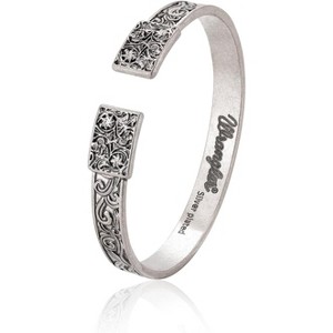 Western Turquoise Cuff Bracelet for Women, Adjustable Silver Plated Bangle with Carved Floral Design, Cowgirl Jewelry - 1 of 4