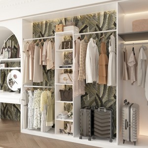 APRILSOUL  All-in-One Closet Organizer – Sturdy Wood Tower with Expandable Rods and Shelves - 1 of 4