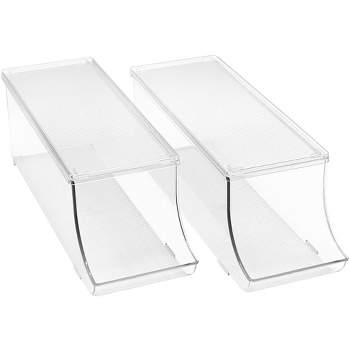 Sorbus 2 Pack Clear Acrylic 12-Can Organizer with Lids - Stackable Design, Maximize Space, Safe & Durable, Enhanced Visibility
