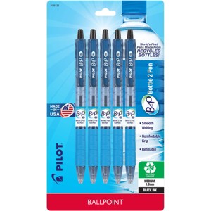B2P 5ct Ballpoint Pens 1.0mm Black Ink: Retractable Bottle to Pen Design, BP2 Stationery Set - 1 of 4