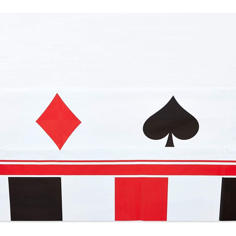 Sparkle and Bash 3 Pack Casino Plastic Tablecloth for Poker Party (54 x 108 in, White), 5 of 8