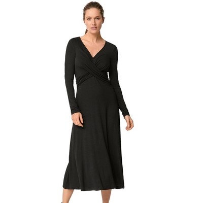 Ellos Women's Plus Size Draped Bodice Knit Midi Dress - 10/12, Black ...