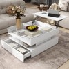 PAGED Modern Lift-Top Square Coffee Table with Storage Drawers & Glass Top & High-Gloss Finish,Functional Center Table for Living Room,Bedroom - 2 of 4
