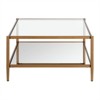Modern Square Coffee Table in Brass and Gold with Mirrored Shelf - Henn&Hart - 3 of 4