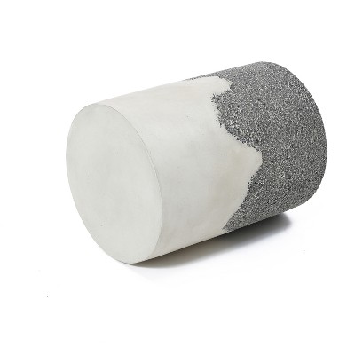 Gray and White Ombre Cement Round Outdoor Side Table