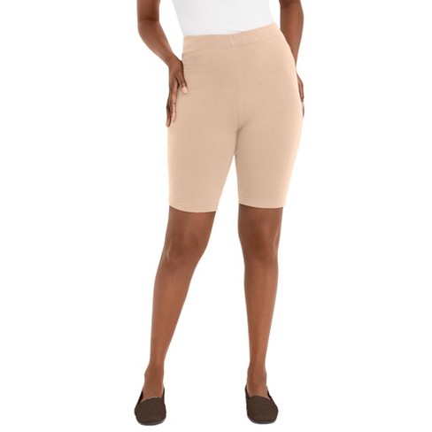 Women's High-waist Cotton Blend Seamless 7 Inseam Bike Shorts - A