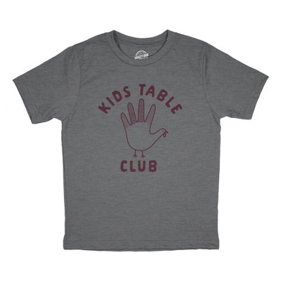 Youth Kids Table Club T Shirt Funny Thanksgiving Dinner Turkey Hand Tee - Crazy Dog Youth T Shirt