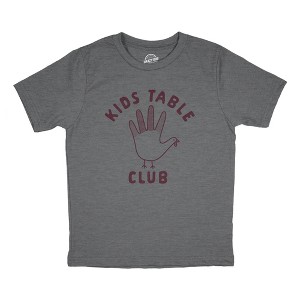 Youth Kids Table Club T Shirt Funny Thanksgiving Dinner Turkey Hand Tee - Crazy Dog Youth T Shirt - 1 of 4