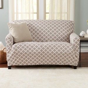 Great Bay Home Stretch Printed Washable Loveseat Slipcover - 1 of 4