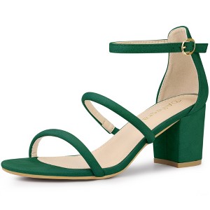 Allegra K Women's Open Toe Strappy Chunky Heels Sandals - 1 of 4