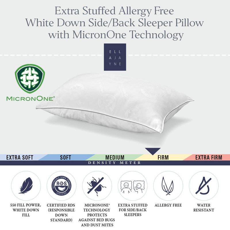 White Down Pillow, with MicronOne Dust Mite, Bedbug, and Allergen-Free Shell, 1 of 7
