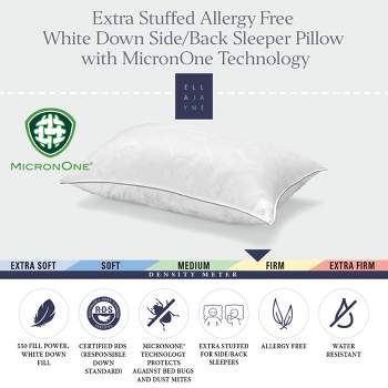 White Down Pillow, with MicronOne Dust Mite, Bedbug, and Allergen-Free Shell