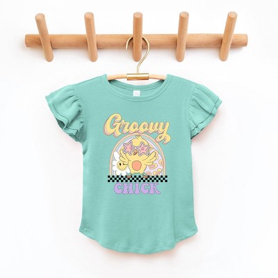 The Juniper Shop Groovy Easter Chick Toddler Flutter Sleeve Tee