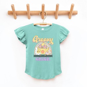 The Juniper Shop Groovy Easter Chick Toddler Flutter Sleeve Tee - 1 of 2
