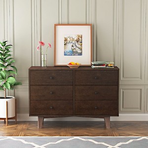 NicBex Solid Wood Dressers,Retro Round Handles Drawers,Modern Dresser for Bedroom,Living Room,Entryway,Auburn - 1 of 4