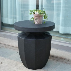 INFURNIC Patio End Tables Modern Decorative Garden Side Table with Faux Terrazzo Accent, Black, 18.1"*18.1"*20.3" - 1 of 4