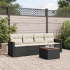 vidaXL Patio Sofa Set with Cushions Outdoor Conversation Furniture Poly Rattan - Black and Cream With Table - 2 of 4