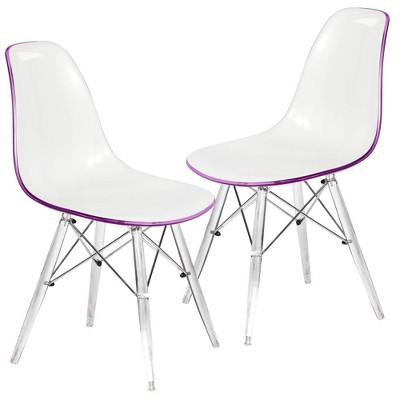 LeisureMod Dover Modern Dining Chair with Acrylic Base, Set of 2