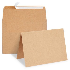 Best Paper Greetings 50 Pack Blank A7 Kraft Paper Cards and Envelopes, All Occasion 5x7 Note Cards for Invitations, Open When Letters - 1 of 4
