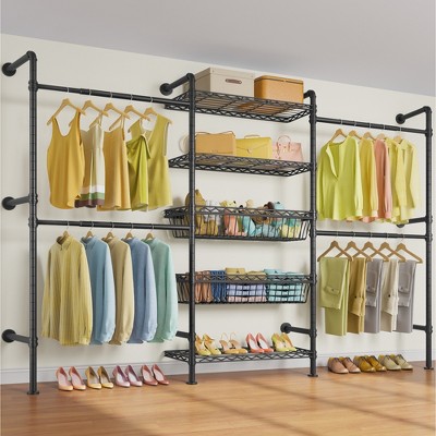 Timate X3 Garment Rack, Wall Mounted Closet System Industrial Pipe  Clothes Rack Walk in Closet, Adjustable from 5'10" to 8'3"
