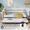 Twin Daybed with Pull-Out Trundle, Metal Frame with Headboard & Steel Slat Support, 2-in-1 Space-Saving Twin Trundle Bed Frame for Bedroom - 4 of 4