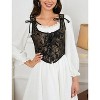 Acekool Women’s Vintage Floral Corset Lace-Up Vest, Vintage Pirate-Inspired Bustier with Embroidered Print - 3 of 4