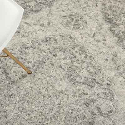 Elegant Ivory-Grey Synthetic 5'3" x 7'3" Indoor Area Rug