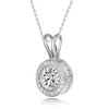 Classy round pendant necklace with clear cubic zirconia, featuring a sleek elegant design for a timeless look - 3 of 3