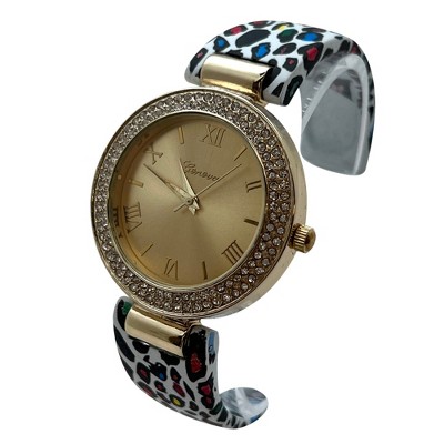Olivia Pratt Printed Soft Band Bangle Women Watch