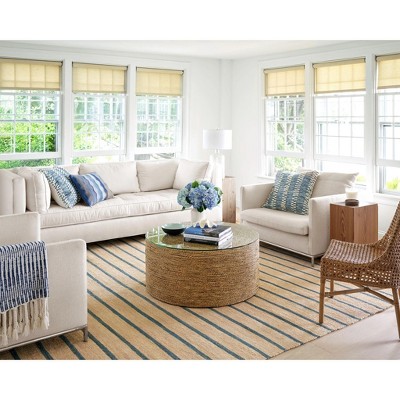 Swedish Blue Stripe Handmade Wool 10' x 14' Area Rug