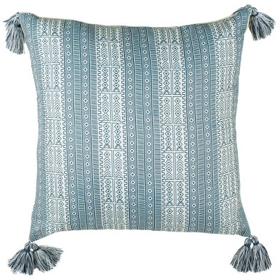 Lunette Pillow - White/Blue - 16"X16" - Safavieh