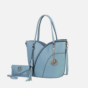 MKF Collection Imogene Two-tone Whip Stitches Vegan Leather Women’s Shoulder bag with Wallet by Mia K - 1 of 4