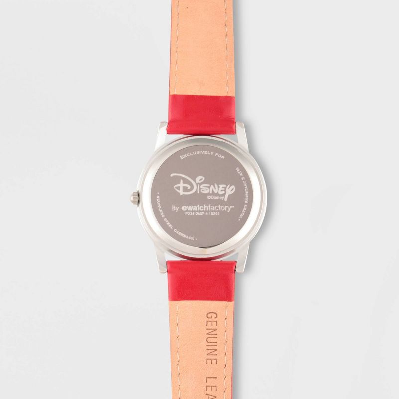 Women&#39;s Disney Mickey Mouse Silver Cardiff Leather Strap Watch - Red, 4 of 6