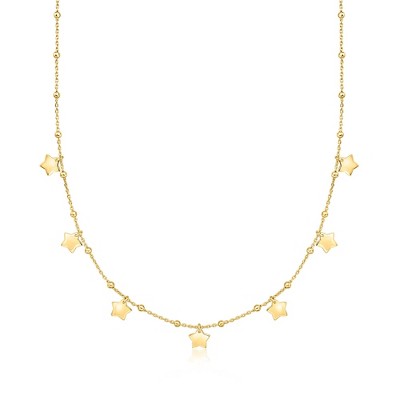 Ross-Simons Italian 18kt Gold Over Sterling Star and Bead Station Necklace Size 18
