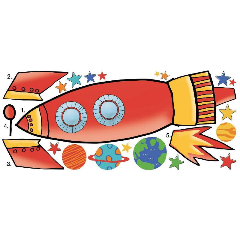 53.25&#34; x 19.4&#34; Rocket Peel and Stick Giant Wall Decal - RoomMates, 4 of 7